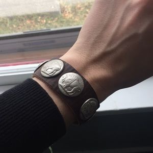 Bracelet - buffalo nickel on leather